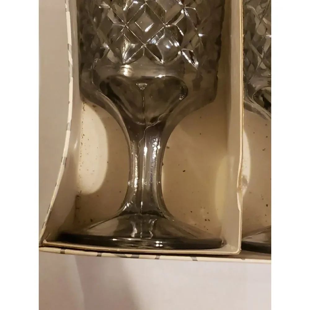 5 Vintage Anchor Hocking Wexford Pattern Cordial Glasses Wine Mist Smoke Color